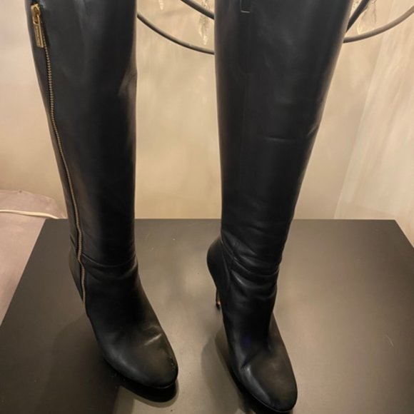 Michael Kors Stiletto Knee High black leather boots Sz.7 - Picture 2 of 10